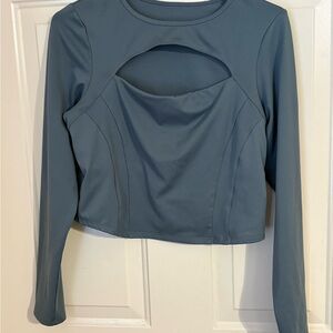 Gilly Hicks Teal Long Sleeve Cutout Top